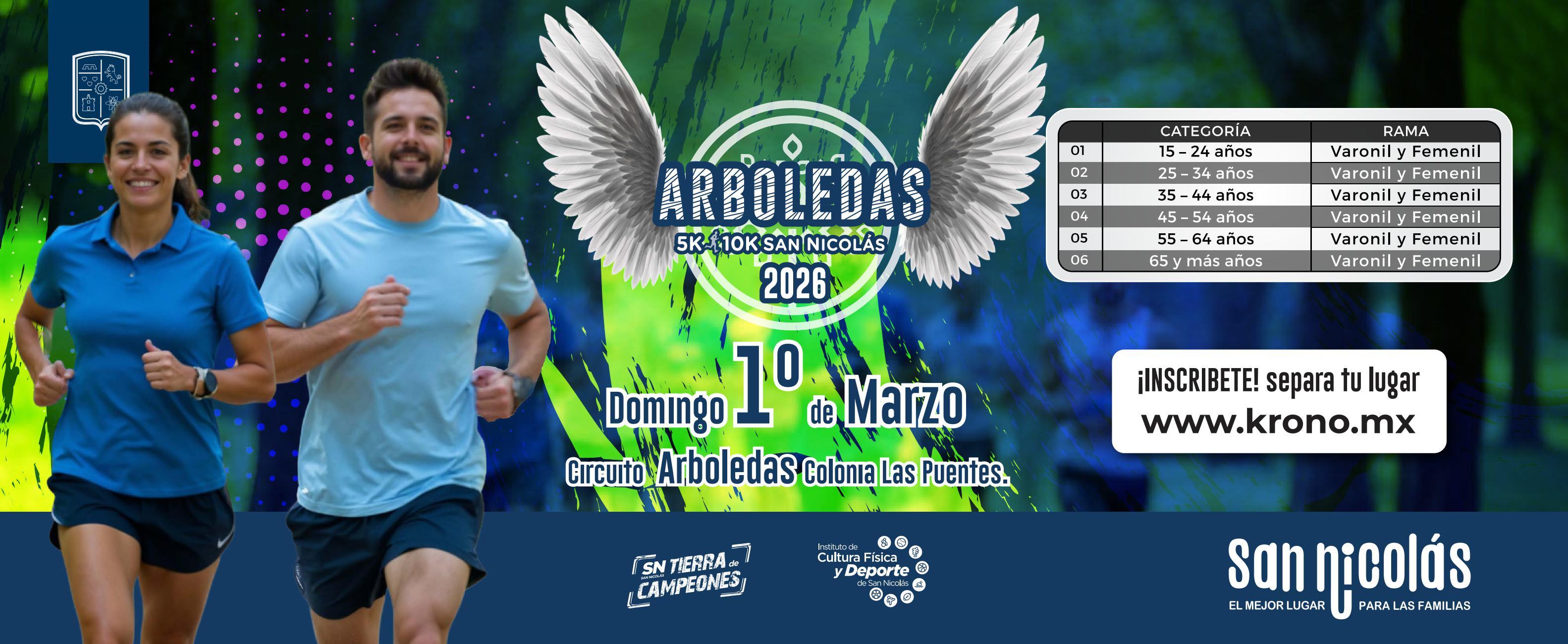 5K y 10K LAS ARBOLEDAS SAN NICOLÁS 2026 en San Nicolás de los Garza